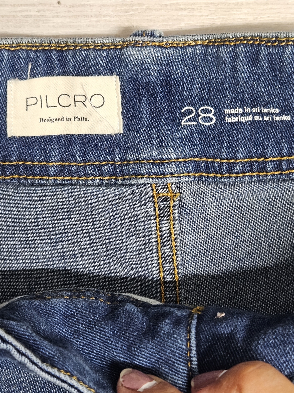 Pilcro Wide-Leg Flare Jeans in Medium Blue Denim - Picture 2 of 12